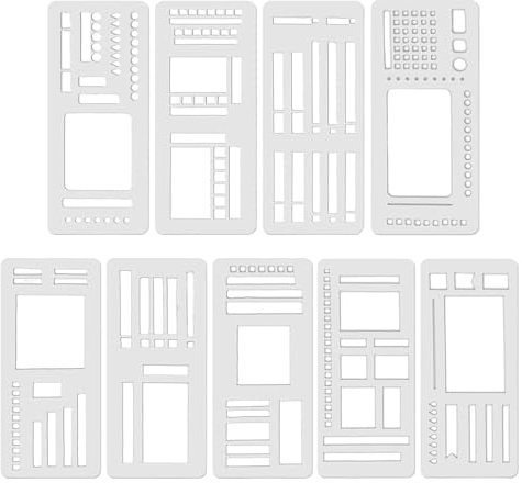 FULHANY 9 StüCk Bullet Journal ZubehöR - Schablonen Bullet Journal - Parabelschablone Mathe - Vorlagen-Design-Tools, Tagebuch-ZubehöR, Geeignet FüR Planer, To-Do-Listen Und Kreative Notizbuch-Layouts