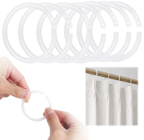 GZRXIOUS 100 Unidades de Anillas para Cortinas de Ducha en Forma de O, Ganchos para de 4 * 0,5 cm, Anillas de plástico, para Cortinas para la mayoría de Barras de Cortina (Blancas)