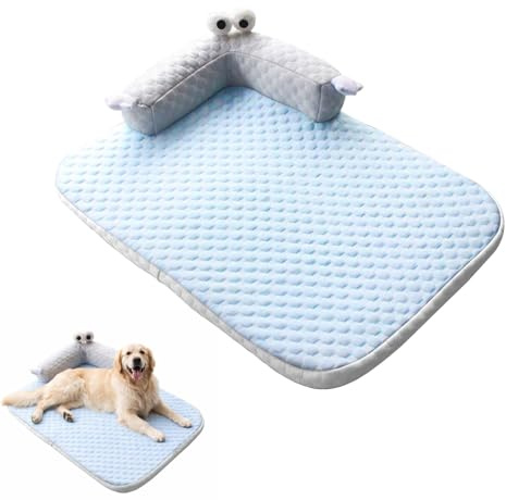 Bcuuozeeing Cama de refrigeración para gatos, lavable, cojín en forma de L, cojín para gatos, camas para gatos, perros, alfombrilla de cama, cojín de refrigeración, manta para perros (azul cielo, 65 x