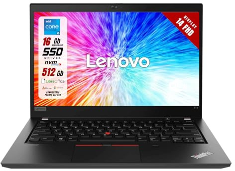 Lenovo ThinkPad T14 - Pc Portatile Intel i5-1135G7 4 Core 2.4Ghz - Display 14 FHD - Ram 16Gb SSD 512Gb - Notebook con Win 11 Pronto all'uso (Ricondizionato)