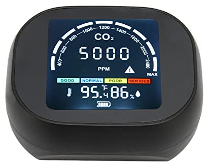 AUNMAS Compteur de CO2 Infrarouge Hygromètre Thermomètre Compact Haute Précision pour Bureau à Domicile, avec Fonction D'alarme, adapté à la Maison ou au Bureau, Matériau ABS