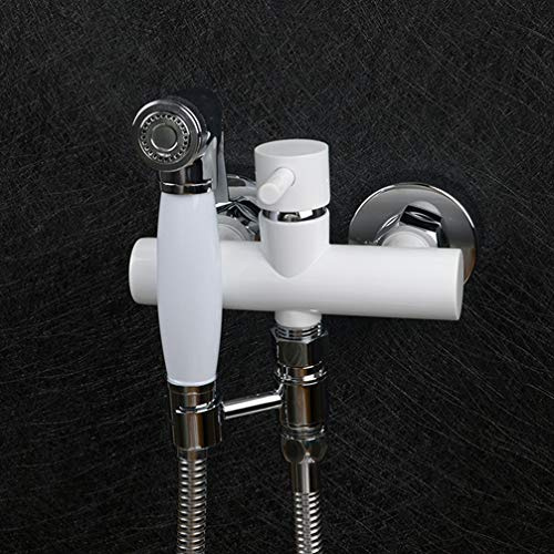FZHLR Blanc Étuvage Varnish Chaude Et Froide Bidet Salle De Bains Douche Toilette Jet Spray Nettoyant Support Mural Robinet