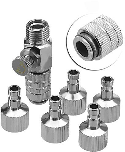 Metall-Airbrush-Schnellentriegelungs-Kupplung, Sprühpistole, Zubehör, Airbrush-Luftschlauch-Adapter mit 4 Stück 0,3 cm männlichen Anschlüssen zum Anschluss von Airbrush-Luftkompressor.