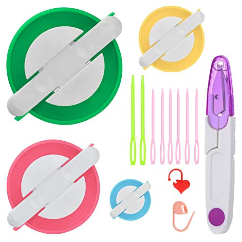Weaving Ball Wickler Pompon Maker Kits, Pom Pom Knitting Loom Kit Fluff Ball Weaver Needle Handwerk DIY Stricken Häkeln Basteln Werkzeug Kit, 4PS Pompon Maker Garn Stricken Häkeln DIY Wolle Werkzeug