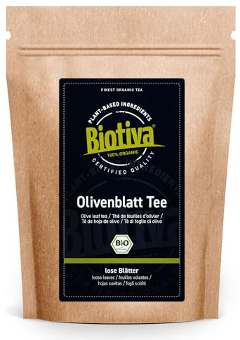Olivenblätter Tee 250g Bio - Kräutertee - Olivenblatt Tee - fruchtig - herb - Olivenblatttee - abgefüllt und zertifiziert in Deutschland - Biotiva