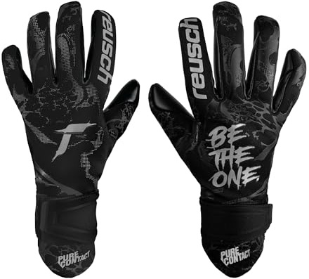 Reusch Pure Contact Infinity Junior Guantes de Portero Antideslizantes y Transpirables para niños y Adolescentes, Guantes de fútbol para niños y niñas, césped Artificial, Negro, Talla