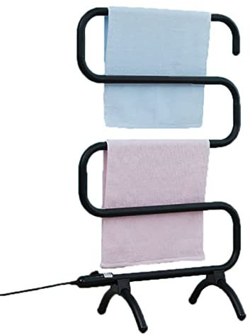 NEECS Scaldasalviette Elettrico Riscaldato a Forma di S, Scaldasalviette da Terra, Stendibiancheria Elettrico a 5 Barre in Acciaio Inossidabile a Basso Carbonio, Bagno a Temperatura Cost