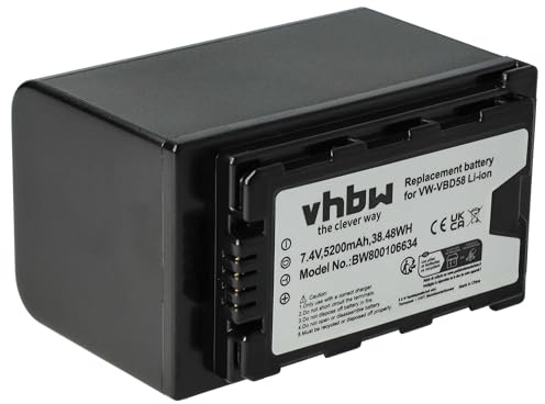 vhbw 1x batteria sostituisce Panasonic VW-VBD58 per videocamera camcorder (5200mAh, 7,4V, Li-Ion) con infochip