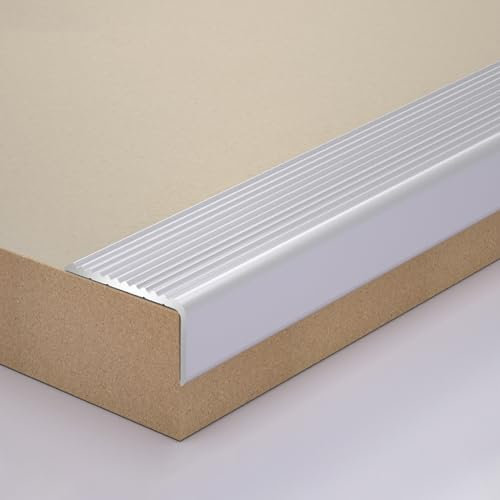 Profilé D'escalier En Aluminium Forme En L Profilé De Protection D'angle,Baguette De Finition, Sécurité Protecteur De Bord D'escalier Bordure D'escalier, Imperméable Antidérapant(Silver,40x20mm)