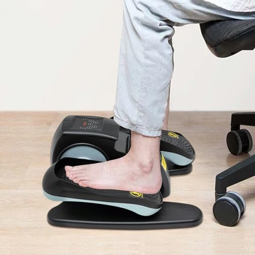Entrenador motorizado elíptico bicicleta estática motorizada Mini eléctrica sentada, pedal de pierna y pie, dispositivo de ejercicio fitness para caminar rápido o lento a diario, color azul