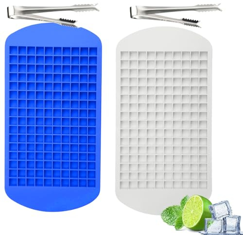 2PCS Small Ice Cube Tray, Mini Ice Cube Trays, Reusable Ice Cube Tool, Silicone Ice Cube Tray, 160 Grids Small Square Flexible Ice Cubes Molds for Cocktail Milk Juice Chocolate and Other Drink