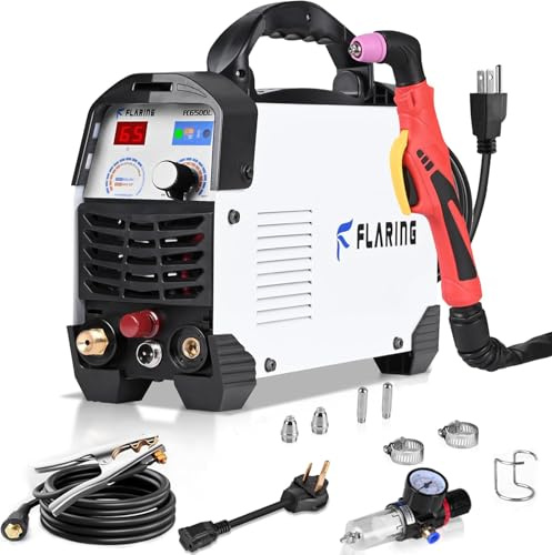 FLARING FC650DL Plasma Cutter 65 AMP Non Touch Pilot Arc Plasma Cutter Machine 120/240V Dual Voltage, High Frequency IGBT Inverter, 1/2(12.7mm) Clean Cut 5/8(16mm) Severance Cut with Consumable Set