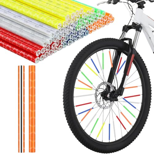 36Pcs Reflective Spoke Covers for Bicycle, 360° Visibility 2.9Inch Bike Spoke Reflectors for Night Riding, Bike Wheel Reflector Tube Reflective Spokes Skins Wheel Decoration Reflectors （Multicolour）