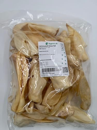 Lammohren ohne Fell, getrocknet, 500 Gramm