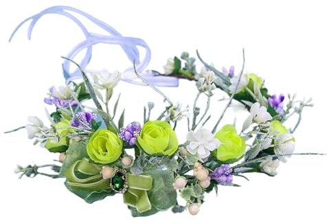 Hårband med konstgjord blomsterkrans Konstgjord blommig krona brudhårbåge for kvinnors födelsedagsfest Fotografi rekvisita(Color2)
