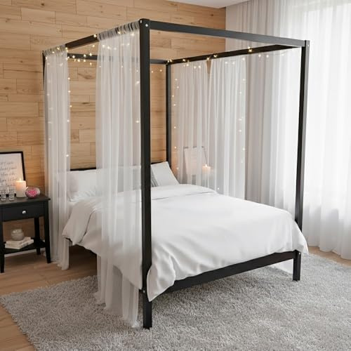 WEBER INDUSTRIES Lit Double à baldaquin Romance 160x200 / Noir
