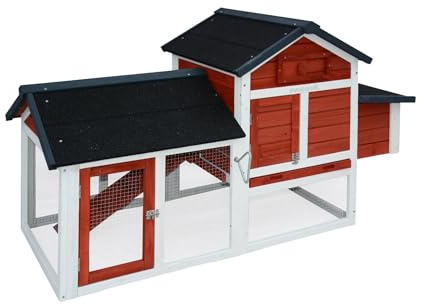 Alice's Garden - Poulailler en Bois Rouge GALINETTE. 3 Poules. Cage à Poule avec enclos