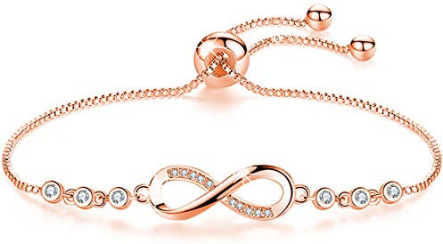 Cosie Lily Infinity Bracelet For Women Rose Gold Bracelet With Cubic Zirconia Love Bracelets For Women Ladies Gifts Birthday Gifts for Her