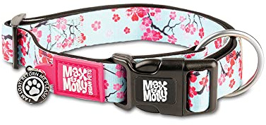 Max & Molly Gotcha! Hundehalsband Halsband Hund mit Smart ID, gepolstertes Neopren Halsband mit Design für sehr kleine Hunde, wasserdicht, bequem, verstellbar, Cherry Bloom, XS