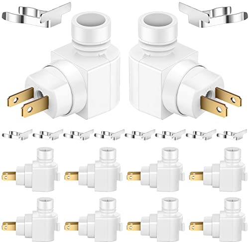 Reginary 8 Sets Night Light Bases, 360° Plug in Rotating Night Light Modules with On/Off Switch and Metal Clips Plastic Swivel Wall Lamp Plug for Making Your Own Bubble Lights Crafts (White)