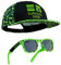 Minecraft Basecap Kinder Jungen Set Snapback Cap Kinder und Sonnenbrille UV Schutz Creeper Sonnenschutz Kappe Geschenke Jungs (6-14 Jahre, Schwarz/Grün)