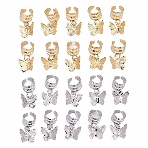 PLABBDPL Bijoux Spirales Pour Cheveux, 20Pcs Bijoux Cheveux Tresse Africaine, Style Viking Poignets De Cheveux Barbe Cheveux Tube Perles Dreadlocks Perles De Cheveux Spiral Coils Pour Hommes Femmes