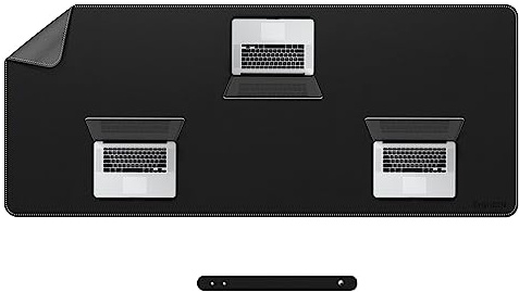 Chihein 160 x 70cm 4XL PU-Leder-Schreibtischunterlage (schwarz/grau), riesiges Mauspad, doppelseitiger Schreibtischunterlagenschutz, wasserfeste Schreibunterlage für Gaming/Büro/Zuhause