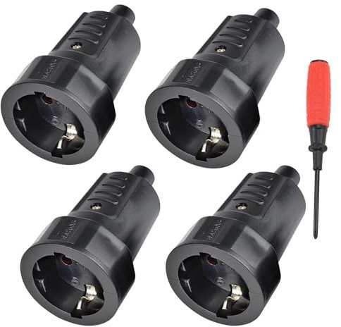 CHEVVY 4 X Spina e Presa 16A/250V IP44 Europea Accoppiamento dei contatti di messa a terra con scarico della trazione Spina di Contatto di Protezione Sebs per cavi da 6-10 mm