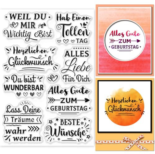 GLOBLELAND Ausgefallene Sprüche Deutsche Transparente Stempel Für DIY Scrapbooking Deutsches Segenswort Silikonstempel Transparente Stempel Siegel Für Karten Tagebuch Fotoalbum