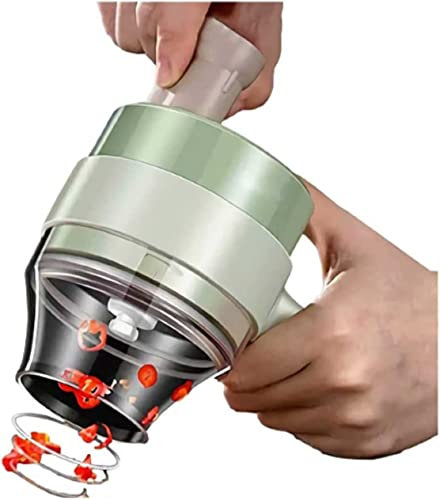Juego de cortadores de verduras eléctricos de mano 4 en 1, mini procesador de alimentos inalámbrico portátil, cortador de alimentos multifuncional para cocina, cortador de ajo y verduras