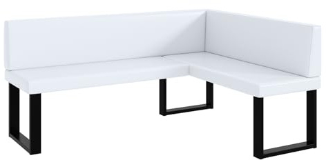 MEBLINI Eckbank für Esszimmer - Küchenbank - Essecke - Sitzecke Küche - Toni - U-Beine 128x168x87cm Rechts - Weiß Kunstleder