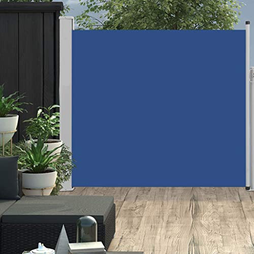 Xichuzi Ausziehbare Seitenmarkise, Sichtschutz Terrasse, Windschutz Terrasse, Terrassen-sichtschutz, Trennwand Balkon, Markise Seitenwand, 170×300 cm Blau