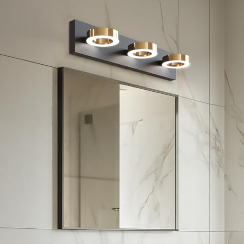 MOD LIGHTING Aurora | Modern Bathroom Light Fixture, Wall-Mounted Vanity Lights, Moisture-Proof Lighting Fixtures Over Mirror, Replaceable Dimmable LED Included (3 Circular | Cool White)