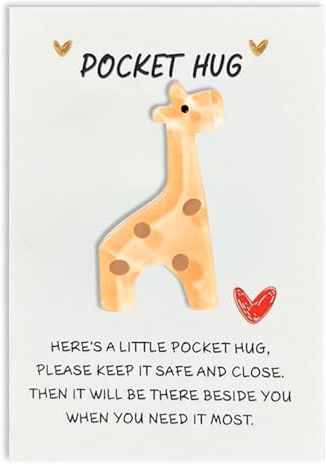 Onperpoe Pocket Hug Positive Giraffe Mini Taschen Umarmungs Giraffe Mit Ermutigend GrußKarte Emotional Support Tier Mutmacher Geschenke Gute Besserung Geschenk Glücksbringer Prüfung Geschenk