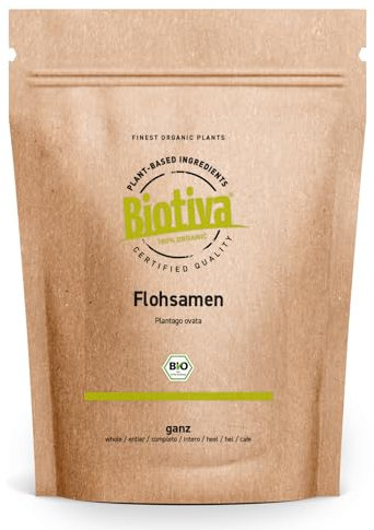 Semi di psillio Bio - 250g - interi - alta qualità: 99% purezza - busta richiudibile - senza lattosio, glutine - vegano - confezionato in Germania