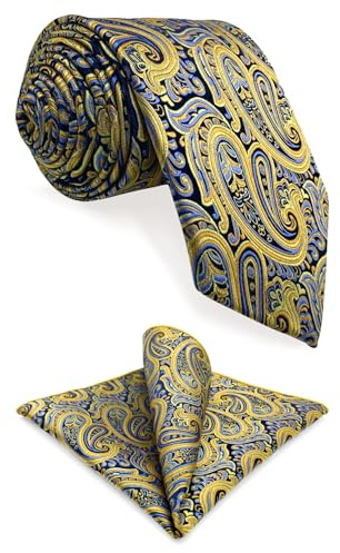 S&W SHLAX&WING Herren Krawatte Gelb Blau Paisley Seide Neu Fashion Hochzeit