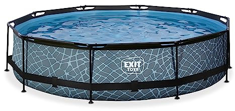 EXIT Stone pool ø360x76cm with filter pump - grey Piscina con bordi Piscina rotonda 6125 L Grigio