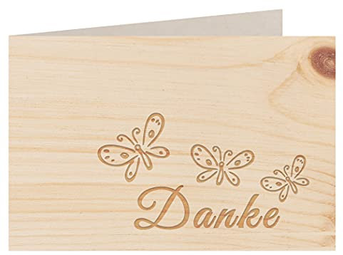 Holzgrußkarte - Dankeskarte- 100% handmade in Österreich - Postkarte Glückwunschkarte Geschenkkarte Grußkarte Klappkarte Karte Einladung, Motiv:DANKE