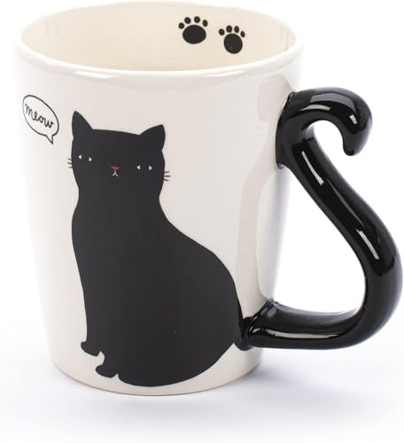 Tri-Coastal Design - Tazza in Ceramica da Tè/Caffè a Tema Animale - Idea Regalo - Gatto Nero