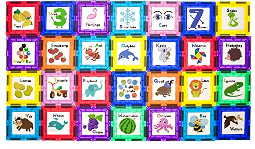 PicassoTiles Magnetiska byggstenar med kakel och pedagogiska konstverk grafiska klickbara insatser magnet byggleksaksset STEM lärande set barnhjärnutveckling PT56