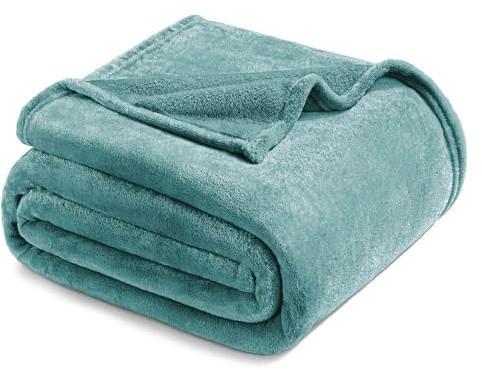 Exclusivo Mezcla Manta para Sofá y Cama de Franela, Suave y Cálida, Todas Las Estaciones, Acogedora, Afelpada y Ligera, 220x240 cm, Celadón