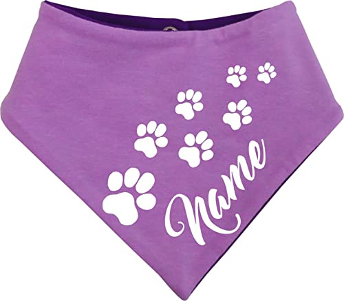 Hunde Wende- Halstuch mit Tiernamen (lila-Flieder) (Gr.4 - HU 45-52 cm)
