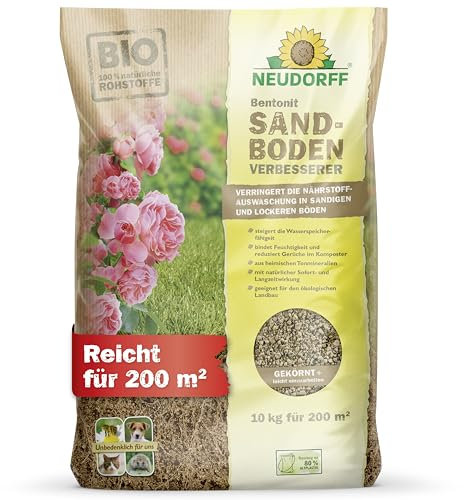 Neudorff Bentonit SandbodenVerbesserer – Bio Sandbodenverbesserer zur nachhaltigen Verbesserung von leichten und sandigen Böden, 10 kg für 200 m²