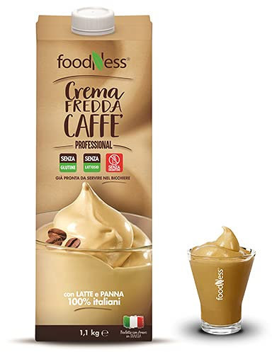 Foodness Crema Fredda al Caffè Senza Glutine e Senza Lattosio già pronta da versare 1 Brik da 1,1 Kg