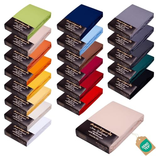 AVANTGARDE Premium Spannbetttücher - 180x200cm -200x220cm - 40cm Steg - auch für Boxspringbett & Wasserbett - Spannbetttücher ca.170g/m² - Bettlaken 100% Jersey Baumwolle (07 Beige)