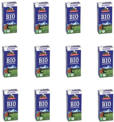 Berchtesgadener Land - Haltbare Alpenmilch 1,5% fettarm bio - 1 l - 12er Pack