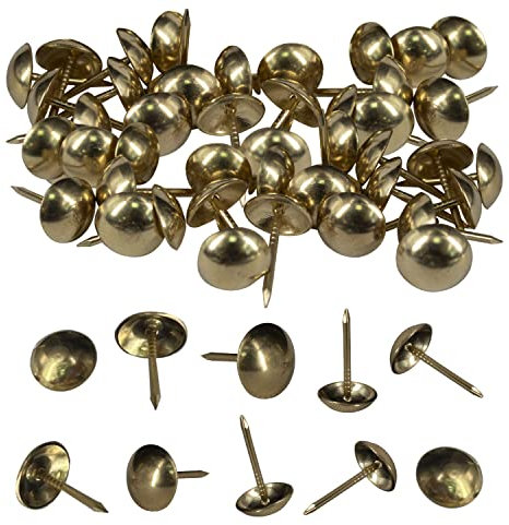 Trimming Shop Antique Brass Upholstery Nail Tacks Studs Furniture Tacks Push Pins 15mm x 9mm Decorative Thump Tack Studs for Leathercraft Cork Board DIY Projects Wood Sofa Chair Bed, 10pcs