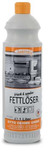 Lorito Fettlöser Küche Gastronomie, 1 Liter Konzentrat, Küchenreiniger Fettlöser für starke Verschmutzungen an Dunstabzugshaube, Grill, Backofen und Fliesen