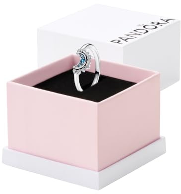 Pandora Moments Ring himmlischer Mond, Sterlingsilber, mit nachtblauem Kristall und klarem Cubic Zirkonia