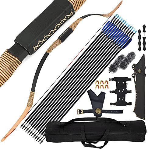 surwolf 20-35lb Bogenschießen Takedown Recurve Bogen Langbogen Traditioneller Recurve Bogen Jagdbogen Bogenschießen Bogen und Pfeil Set RH/LH für Außenaufnahmen (20lbs, Bogen Set)